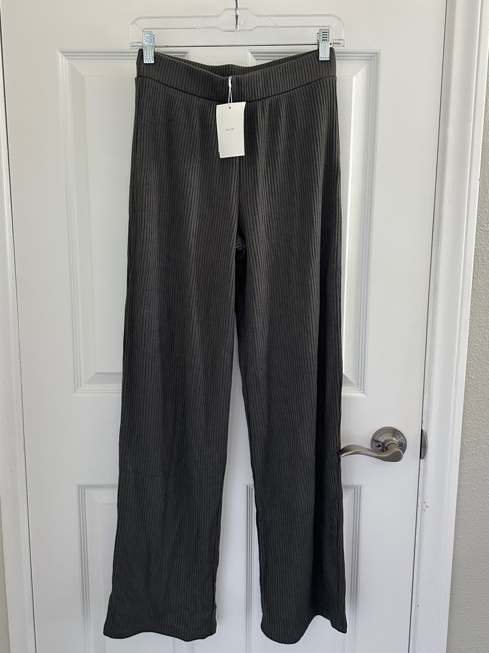 OAK + FORT Charcoal Ribbed Wide-Leg Pants